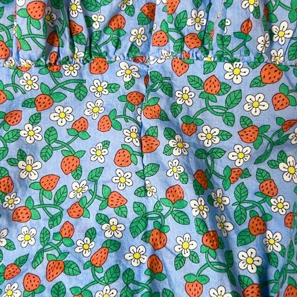 (Sold) SEA Liberty Strawberry Floral Puff Sleeve Smocked Tie Back Tiered Ruffle - Picture 13 of 13